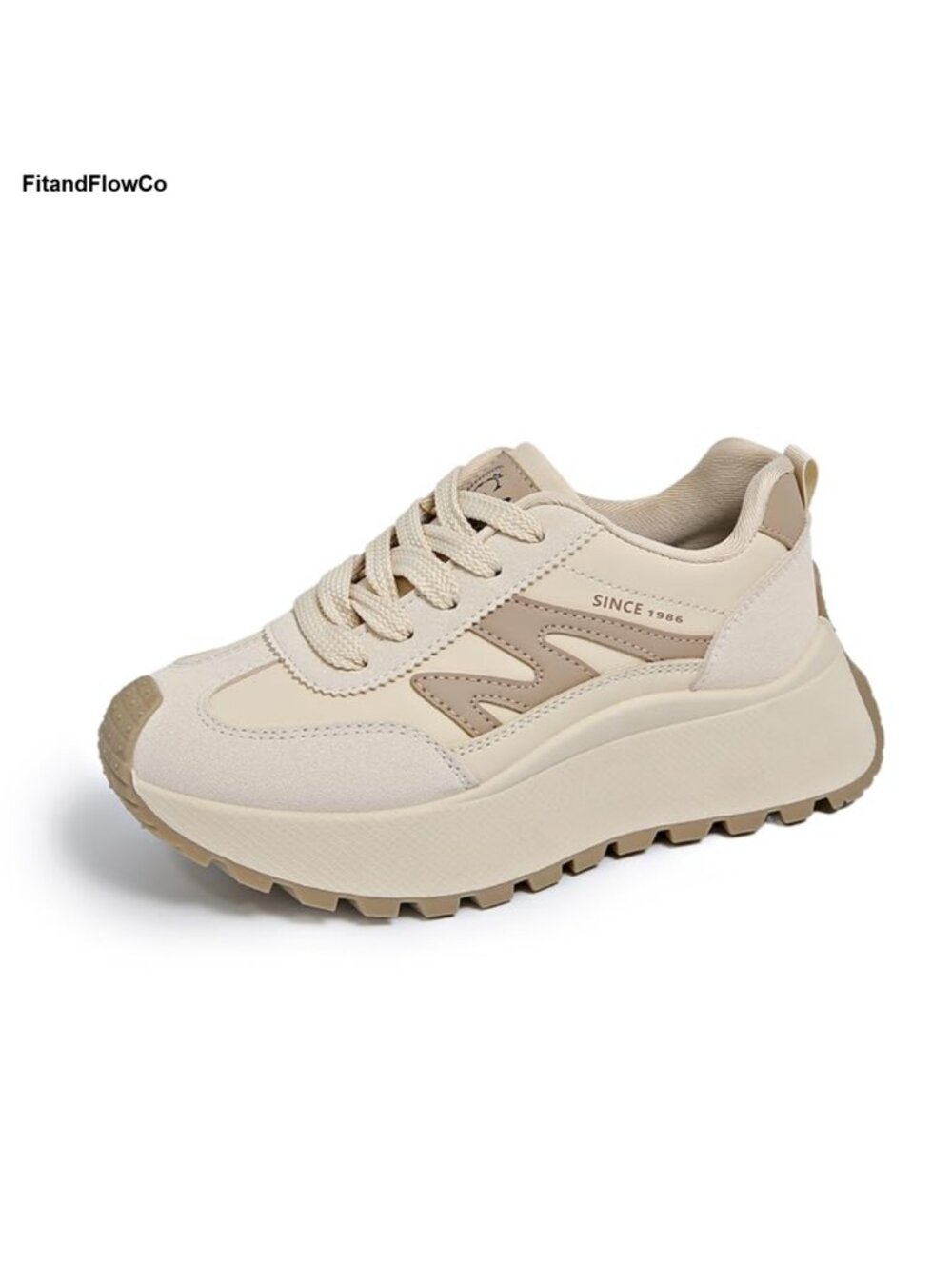 Leather Lace-Up Platform Sneakers Casual Walking Athletic Shoes